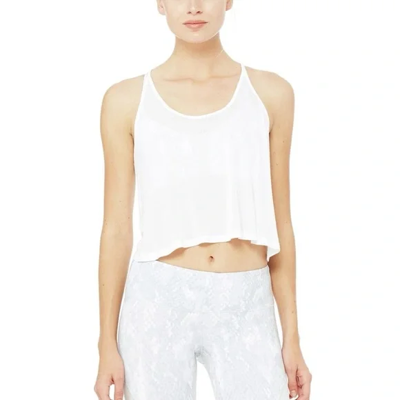 $68 ALO White Jasana Tank Size Small - Picture 2 of 6